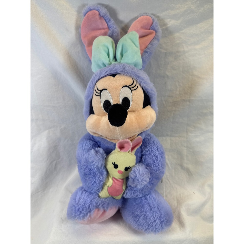 Disney Store Minnie Mouse Easter Bunny Purple Plush Costume Chick Small 12 inch